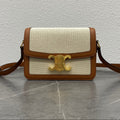 Celine 2026 Classique Triomphe Bag 18cm Tan Beige Textile Calfskin 283616