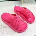 PLATFORM SANDALS IN BRIGHT PINK MONOGRAM IMPORTED TPU