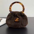 Chanel 2026 Pouch 24cm Brown Tortoiseshell Suede Effect Plexi