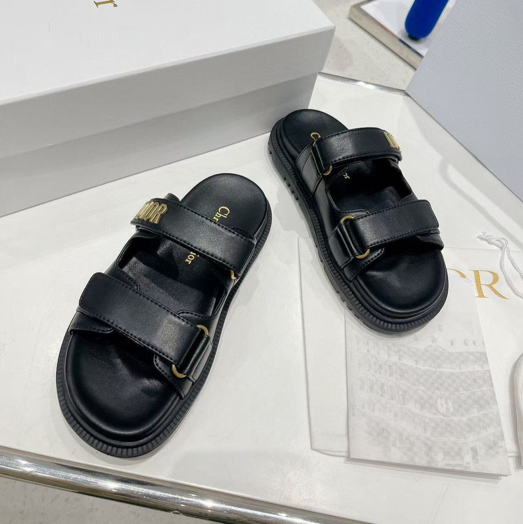 CD DIORACT SANDALS IN BLACK LAMBSKIN