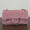 Chanel 2026 Classic Flap Bag 25cm Pink Tweed Fabric Leather