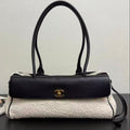 Chanel 2026 "Urban Essential" East West Bag 31cm Black Cream Tweed Calfskin