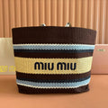 Miumiu 2026 Raffia-effect Woven Cocoa Brown Tote Bag