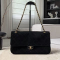 Chanel 2026 Maxi Flap Bag 32cm Black Suede Leather