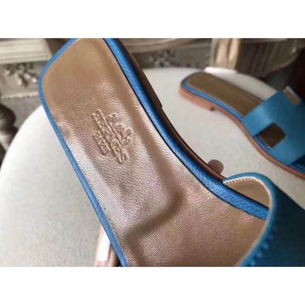 HERM Oran Sandals In Turquoise Epsom Leather
