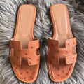 HERM Oran Sandals In Brown Ostrich Leather
