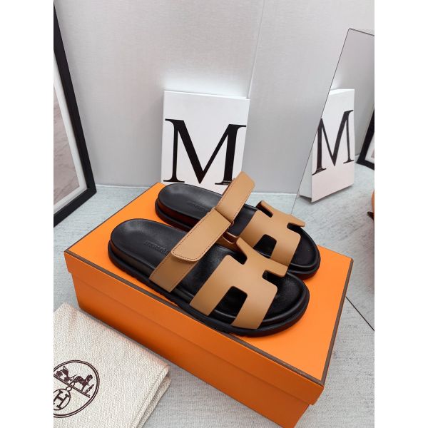 HERM Men's Chypre Sandals in Brown Calfskin