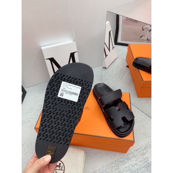 HERM Men's Chypre Sandals in Black Epsom Calfskin