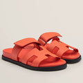HERM Men's Chypre Sandals in Orange Epsom Calfskin