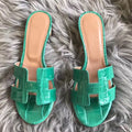 HERM Oasis Sandals In Bamboo Shiny Niloticus Crocodile