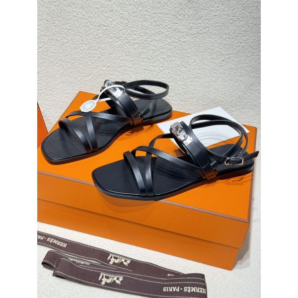 HERM June Sandals in Black Leather
