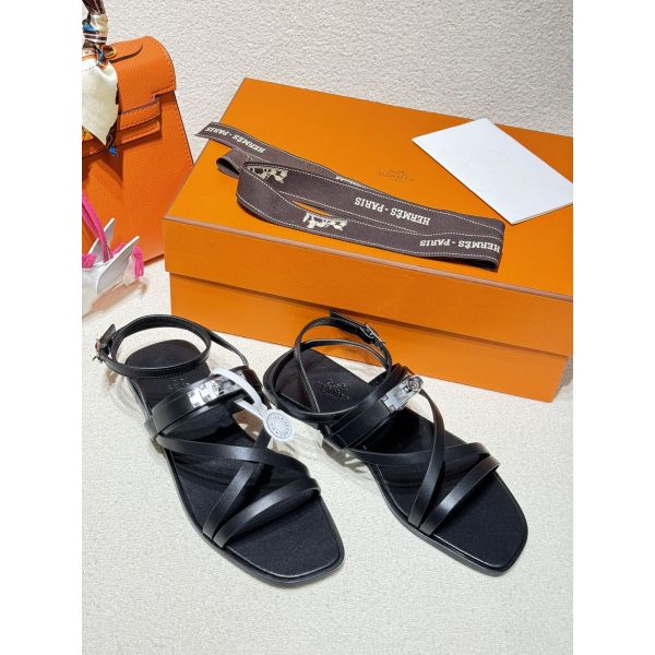 HERM June Sandals in Black Leather