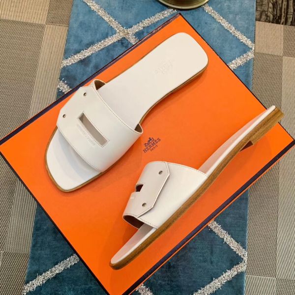 HERM View Sandals In White Calfskin leather
