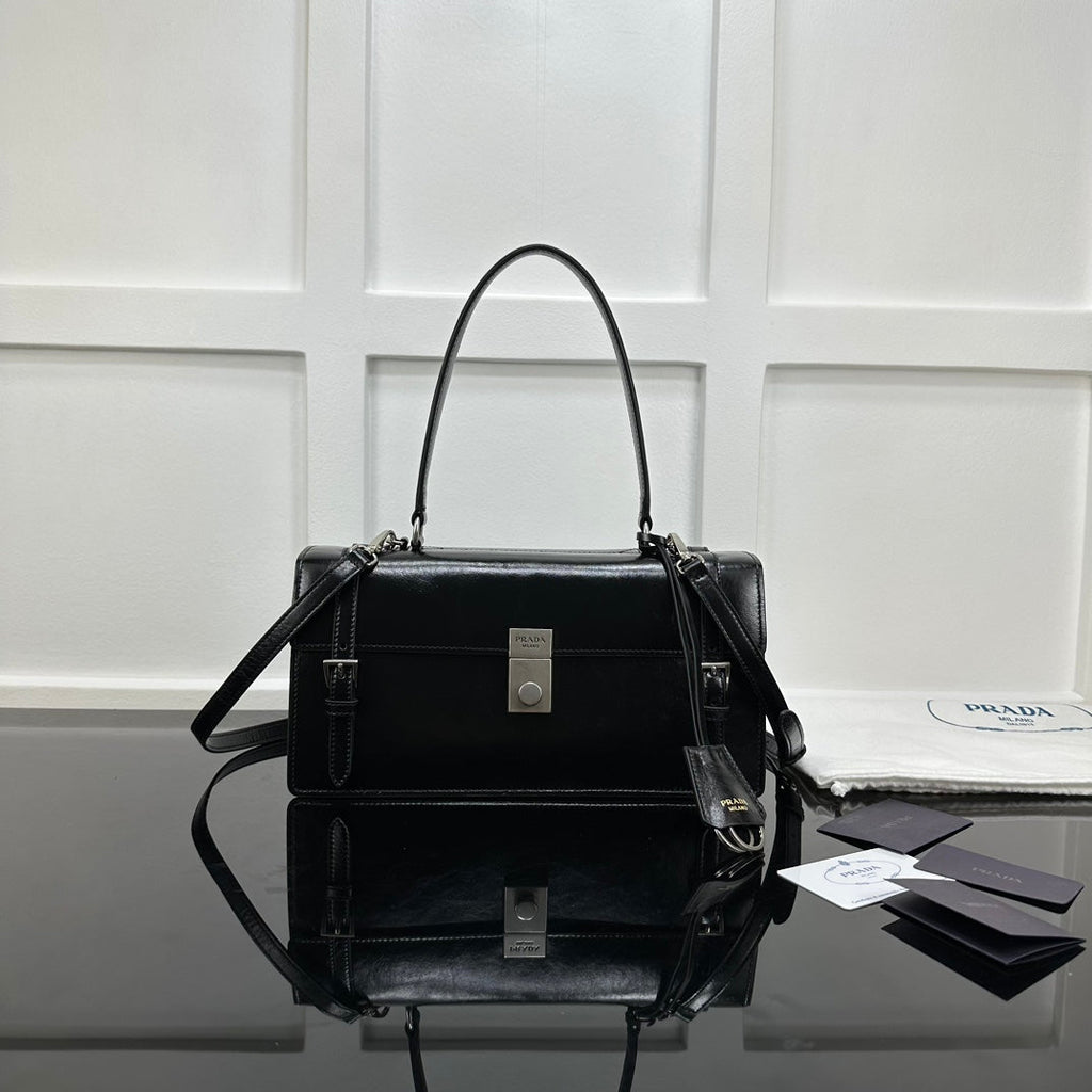 Prada 2026 Medium Shoulder Bag 32cm Patent Calfskin