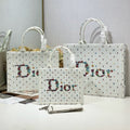Dior 2026 Book Tote Bag White Multicolor Revolution Flowers Embroidery Canvas 288406