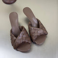BLINK HIGH 5 CM MULE IN CAROB BROWN INTRECCIATO LEATHER