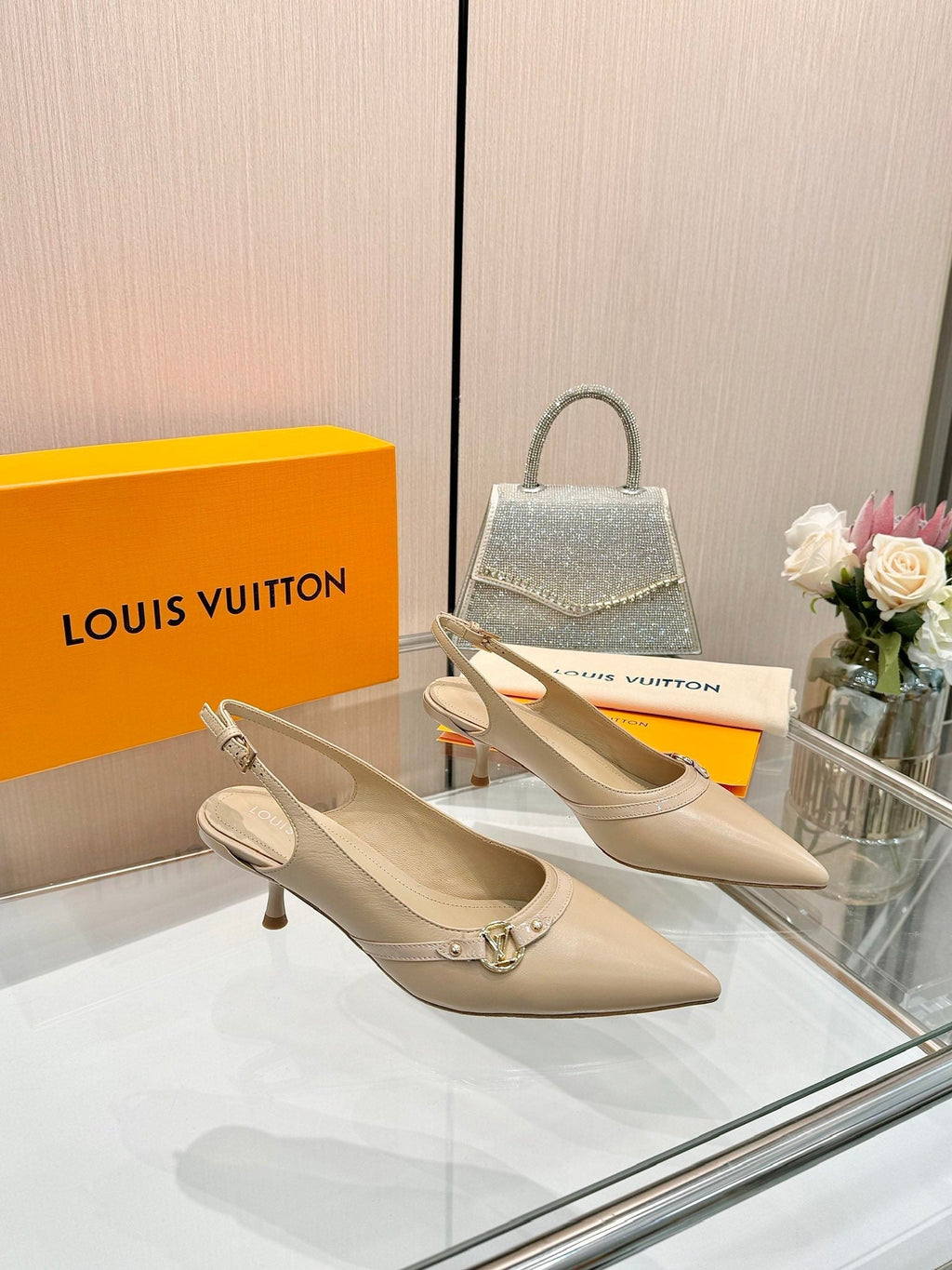6AM SLINGBACK HIGH HEELS 55 MM IN TAN BEIGE LAMBSKIN