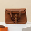 High-end Hermes 2026 Halzan Bag 22cm Golden Brown Swift Leather