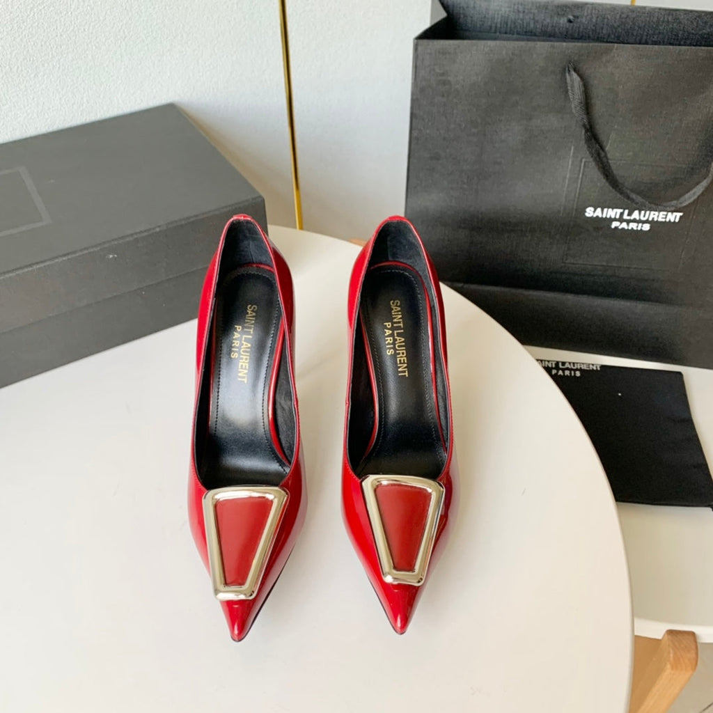 SL TRIANGLE BASIC HIGH HEELS RED CALFSKIN