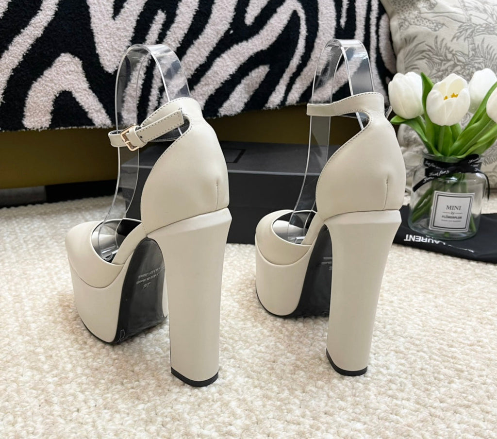 SL JODIE PLATFORM SANDALS WHITE CALFSKIN