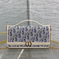 Dior 2026 Montaigne Cigale Bag 20.5cm Blue White Canvas Leather 272677
