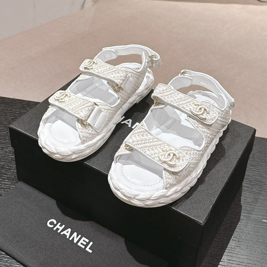 CC DAD SANDALS IN WHITE CALFSKIN
