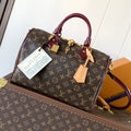 LV 2026 Speedy Soft Bag 30cm Brown Burgundy Canvas Cowhide 281457