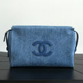 Chanel 2026 Double C Clutch Bag 29.5cm Blue Denim Leather