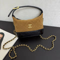 Chanel 2026 Clutch With Chain 17.5cm Tan Black Suede Leather