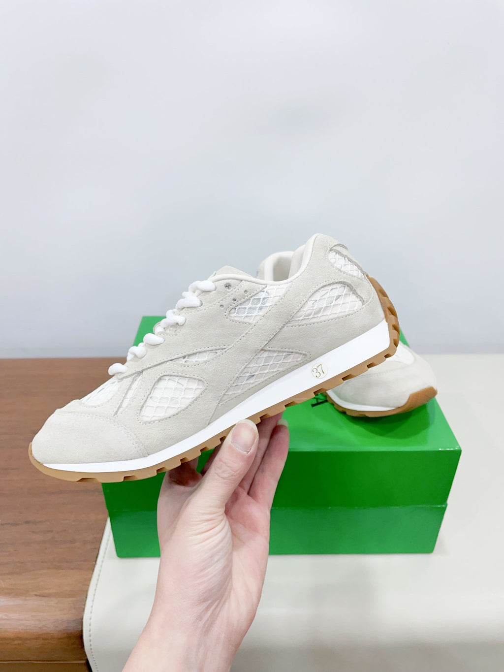 ORBIT SNEAKER IN SEA SALT SUEDE AND TECHNICAL MESH