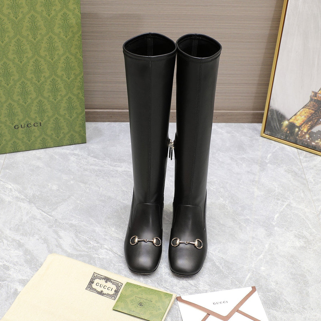 GG HORSEBIT KNEE HIGH BOOTS IN BLACK SHEEPSKIN