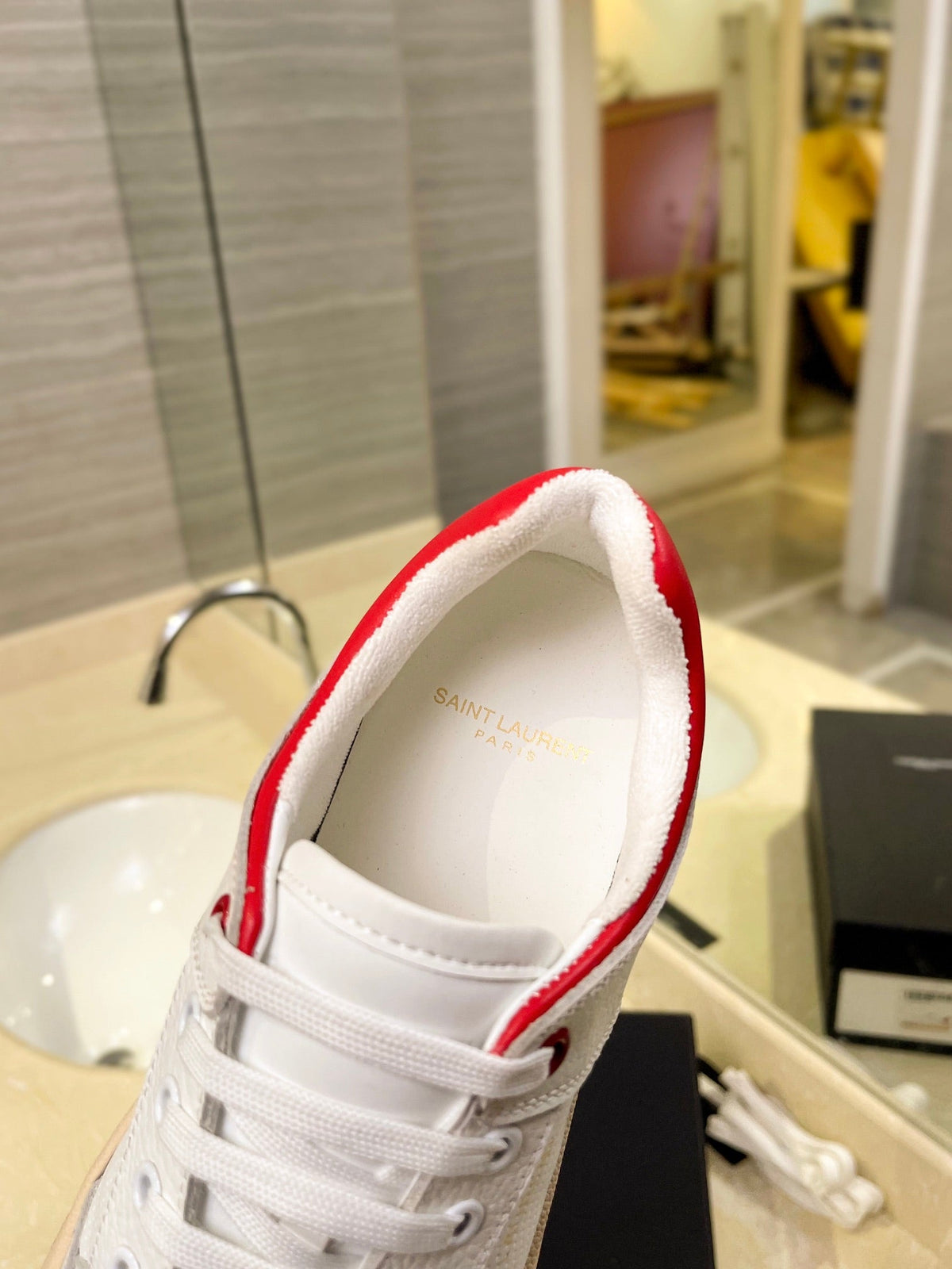 SL SL/61 SNEAKERS WHITE AND RED CALFSKIN