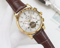 PATEK PHILIPPE Brown Gold White Dial Strap Watch